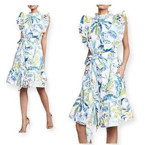 NWT Banjanan Bulbul Dress in Lisbon Garden White Print Size XS